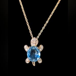 Hand Crafted Metallic Golden-Tone Turtle Necklace